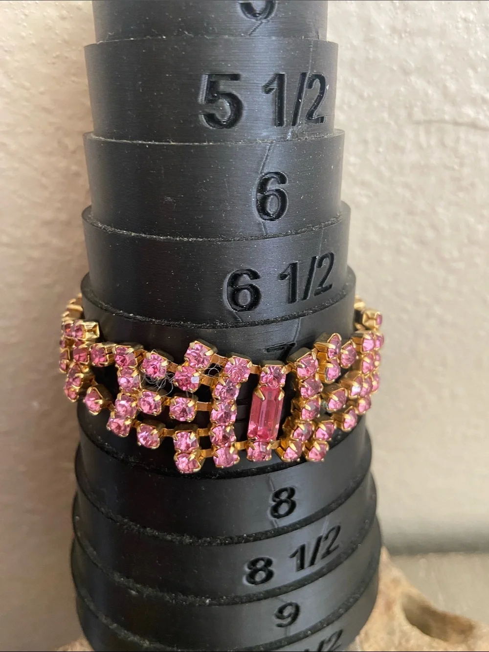 Vintage 60s Pink Glass Crystal Prong Set Tennis Bracelet - Picture 4 of 4